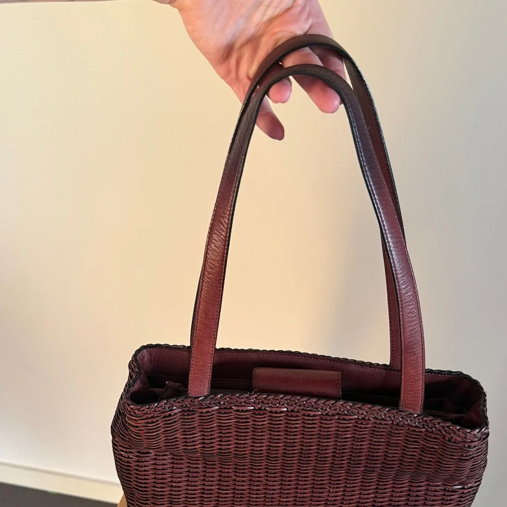 FOSSIL Brown Leather Woven Shoulder Bag - Picture 5 of 6